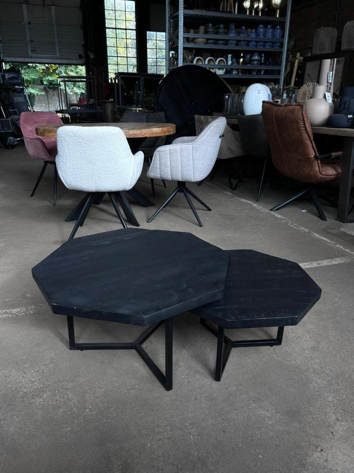 Bijzettafel set zwart hout - outlet korting, Huis en Inrichting, Barren, Zo goed als nieuw, Ophalen