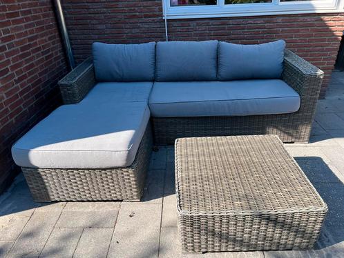 Loungeset van Fonteyn, Tuin en Terras, Tuinsets en Loungesets, Gebruikt, Loungeset, Kunststof, 3 zitplaatsen, Bank, Hocker, Ophalen