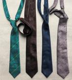 4x effen stropdassen groen bruin blauw lila vintage jaren 90, Effen, Blauw, Michaelis, Ophalen of Verzenden
