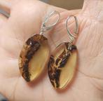 925 zilveren oorbellen met natuurlijke Barnsteen(Amber), Sieraden, Tassen en Uiterlijk, Oorbellen, O.T., Hangers, Geel, Nieuw