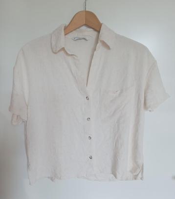 Stradivarius naturel viscose linnen blouse, maat L beschikbaar voor biedingen