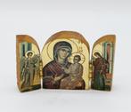 Houten drieluik mini met iconen afbeeldingen, Antiek en Kunst, Antiek | Religie, Ophalen of Verzenden