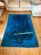 Vintage Scandinavisch Rya vloerkleed jaren '60, Huis en Inrichting, Stoffering | Tapijten en Kleden, Gebruikt, Blauw, 150 tot 200 cm