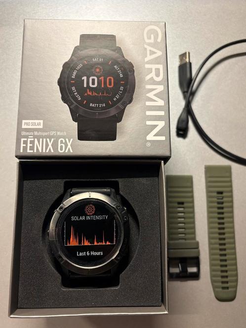 Zeer nette Garmin Fenix 6X Pro Solar, Sieraden, Tassen en Uiterlijk, Sporthorloges, Zo goed als nieuw, Android, Zwart, Ophalen of Verzenden