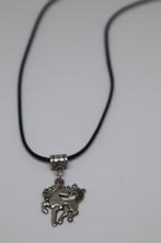 Waxkoord zwarte ketting met een hanger van een paard, Zwart, Nieuw, Ophalen of Verzenden, Overige materialen