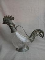 Valpeltro karaf van glas en tin "Haan", Antiek en Kunst, Ophalen of Verzenden