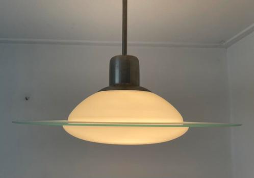Art deco jaren ‘30 saturnus chrome / glas, Huis en Inrichting, Lampen | Hanglampen, Gebruikt, Minder dan 50 cm, Glas, Metaal, Ophalen