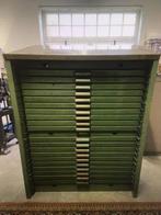 industriële oude stalen zetkast of letterkast uit drukkerij, Ophalen