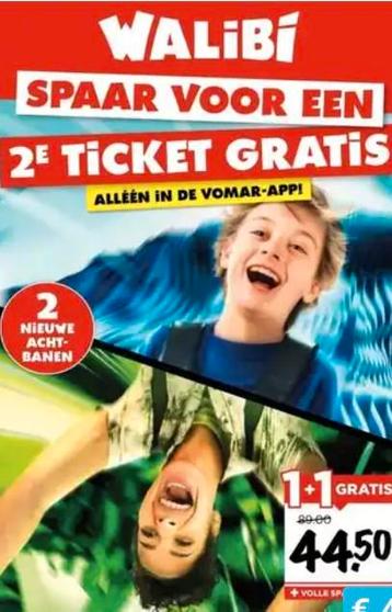 Code voor 2e kaartje Walibi gratis twv €44,50 beschikbaar voor biedingen