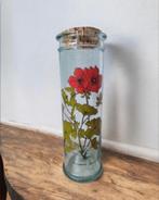 Vintage Voorraadpot Glas Bloemmotief '70, Overige kleuren, Ophalen of Verzenden, Minder dan 50 cm, Glas