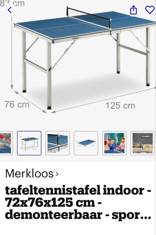 Tafeltennistafel 1.25 x 76, Sport en Fitness, Tafeltennis, Zo goed als nieuw, Tafel Indoor, Inklapbaar, Ophalen