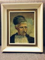 Vintage schilderij van oude visserman met pijp | J. Brans, Antiek en Kunst, Kunst | Schilderijen | Klassiek, Ophalen of Verzenden