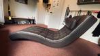 Design chaise longue van zwaar bruin leer – met hoofdsteun, Ophalen, Gebruikt, Eenpersoons, Leer