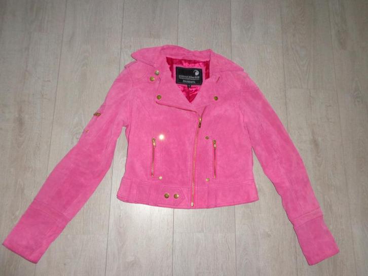 roze suede dames bikerjas van Goosecraft, maat S, Kleding | Dames, Jassen | Winter, Gedragen, Maat 36 (S), Roze, Ophalen of Verzenden