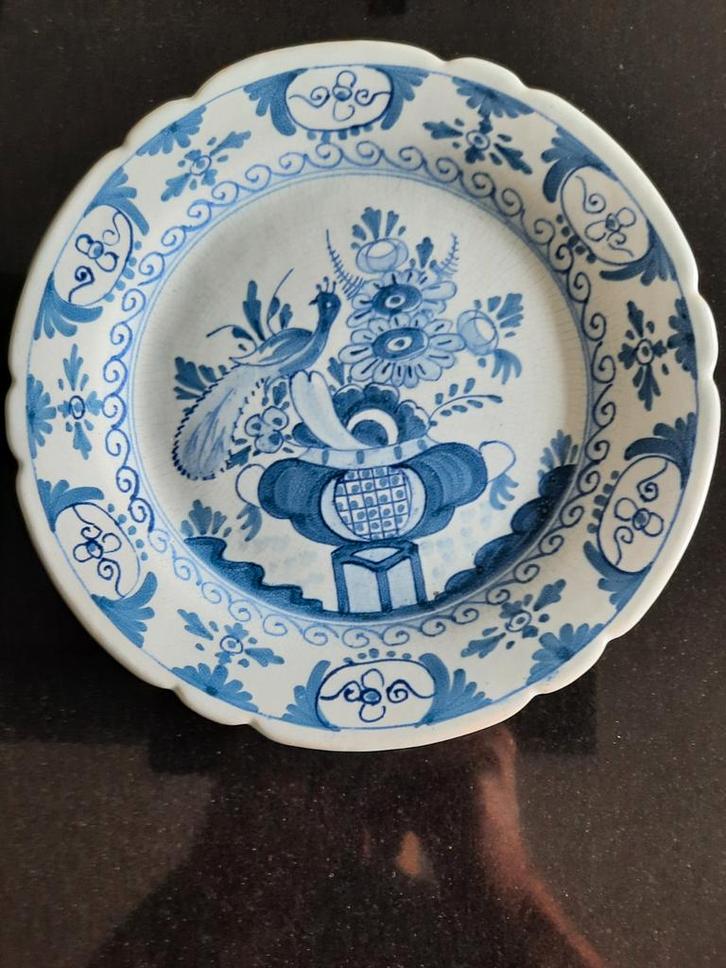 Delfts Blauw Bord Vogel & Bloemen, Antiek en Kunst, Antiek | Keramiek en Aardewerk, Ophalen of Verzenden