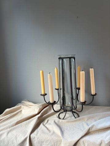 Vintage Venetiaans vaas & castiron 6armige kandelaar h42cm beschikbaar voor biedingen
