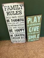 Vintage Tekstborden - Family Rules & Play, Ophalen, Gebruikt