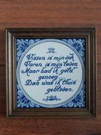 Ingelijste Delfts blauwe tegel 15x15cm 'Vissen is mijn...', Antiek en Kunst, Ophalen of Verzenden