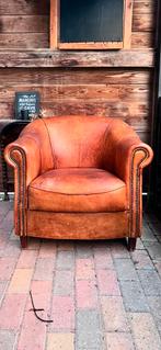 Schapenleren clubfauteuil van Joris, Huis en Inrichting, Fauteuils, Gebruikt, Chesterfield, Ophalen of Verzenden, 50 tot 75 cm