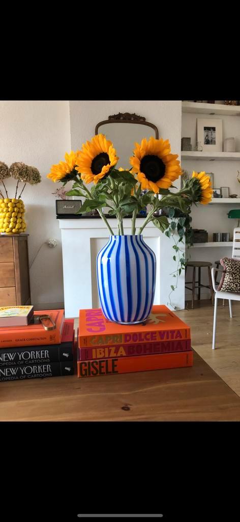 HAY vaas Juice blauw, Huis en Inrichting, Woonaccessoires | Vazen, Zo goed als nieuw, Blauw, Minder dan 50 cm, Glas, Ophalen of Verzenden