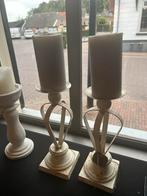 Set van 2 witte brocante kandelaars, Ophalen, Gebruikt, Wit, Metaal