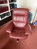 Relax stoel met hocker, Ophalen, Gebruikt, Leer, 50 tot 75 cm