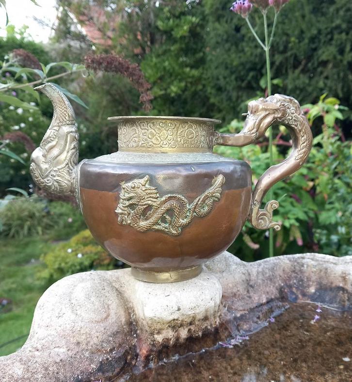 Tibetaanse koperen theepot, Jakboter-theepot, Antiek en Kunst, Antiek | Koper en Brons, Koper, Ophalen of Verzenden