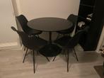 Ronde eettafel met 4 stoelen, Huis en Inrichting, Ophalen, 100 tot 150 cm, Rond, Zo goed als nieuw
