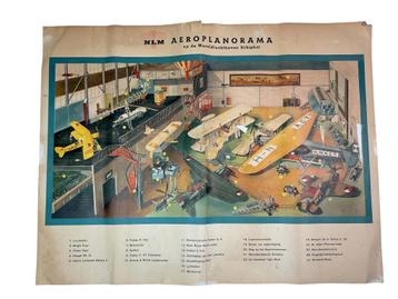 Vintage poster NLM Aeroplanorama Luchthaven Schiphol 50's beschikbaar voor biedingen