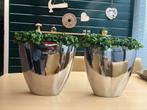 Twee potten / vazen zilverkleurige (glimmend), Huis en Inrichting, Woonaccessoires | Vazen, Ophalen, Zo goed als nieuw, Overige materialen