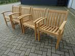 4 stevige teakhouten tuinstoelen / Teak & Garden, Tuin en Terras, Teakhout, Gebruikt, Ophalen