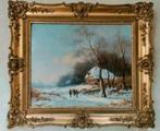 Klassiek/antiek Schilderij Jagers in Winterlandschap - 1841, Antiek en Kunst, Kunst | Schilderijen | Klassiek, Ophalen