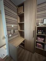 Massief houten kast met bureau in 1 en verlichting, Zo goed als nieuw, Minder dan 100 cm, 50 tot 75 cm, 50 tot 100 cm