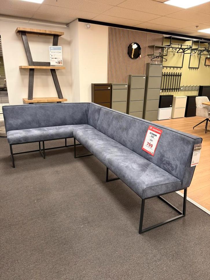 Super gave eetkamerbank, Huis en Inrichting, Stoelen, Zo goed als nieuw, Vier, Stof, Blauw, Ophalen