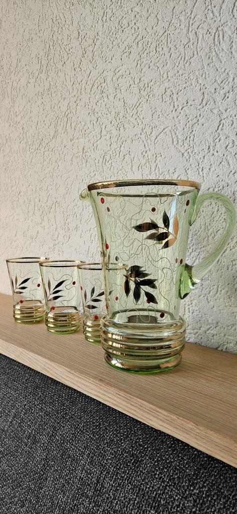 Bohemian Waterkan met Glazen Set, Antiek en Kunst, Antiek | Glas en Kristal, Ophalen of Verzenden