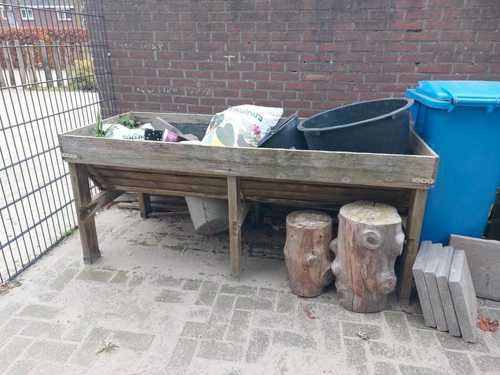 Houten Moestuin Tafel op Poten - 180x100cm, Tuin en Terras, Bloembakken en Plantenbakken, Gebruikt, Hout, Balkon, Tuin, 100 cm of meer