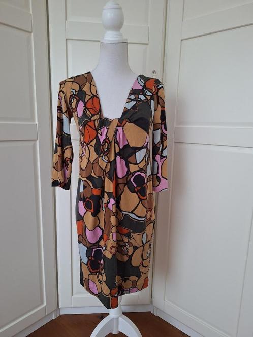 Diane von Furstenberg zuiver zijde jurk, maat 4 S, Kleding | Dames, Jurken, Gedragen, Maat 36 (S), Bruin, Boven de knie, Ophalen of Verzenden