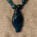 Mosagaat agaat vis hanger amulet beschermt intuïtie healing, Sieraden, Tassen en Uiterlijk, Kettingen, Nieuw, Ophalen of Verzenden