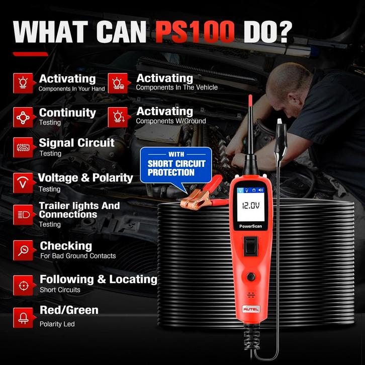 Autel Powertool PS100 Circuittester Multimeter Weerstand, Auto diversen, Autogereedschap, Nieuw, Ophalen of Verzenden