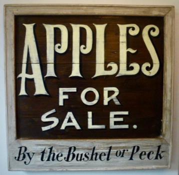 Uniek handgeschilderd reclame bord / appel/apples/ boerderij