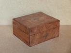 Oud theekistje ingelegde koper sierelement thee kistje hout, Antiek en Kunst, Ophalen of Verzenden