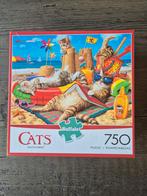 Puzzel poezen op strand 750 stukjes, Hobby en Vrije tijd, Denksport en Puzzels, Ophalen of Verzenden, 500 t/m 1500 stukjes, Gebruikt