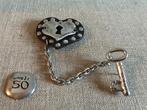 Uno de 50 (174) broche hart met sleutel, Overige materialen, Nieuw, Ophalen of Verzenden, Met bedels of kralen