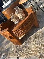 Houtsnijwerk, teak houten salontafel/ bijzettafel, Huis en Inrichting, Tafels | Bijzettafels, Minder dan 55 cm, Rond, Nieuw, Ophalen of Verzenden