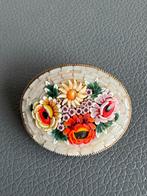 Vintage Venetiaans  micromozaïk  Bloemen Broche, Sieraden, Tassen en Uiterlijk, Broches, Overige materialen, 4 tot 7 cm, Gebruikt