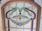 176,5hx89br Glas in lood raam eiken kader incl. kozijn, Antiek en Kunst, Ophalen
