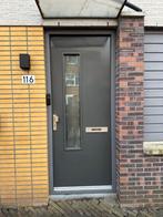 Grijze hardhouten Buitendeur met dubbel Glas, Doe-het-zelf en Verbouw, Deuren en Horren, Ophalen, 80 tot 100 cm, 200 tot 215 cm