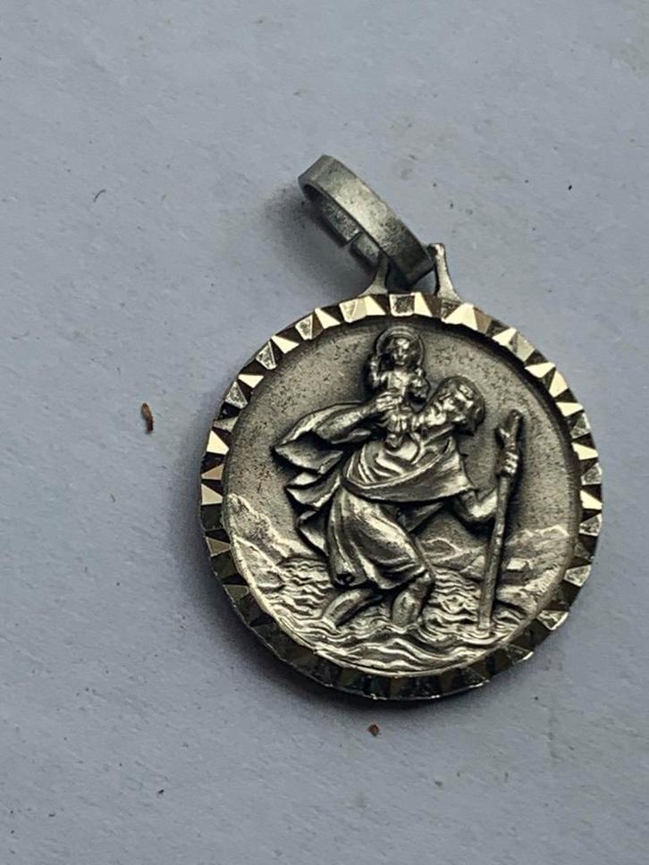Christoffel hanger - Veilig op reis, Sieraden, Tassen en Uiterlijk, Kettinghangers, Gebruikt, Overige materialen, Zilver, Overige voorstellingen