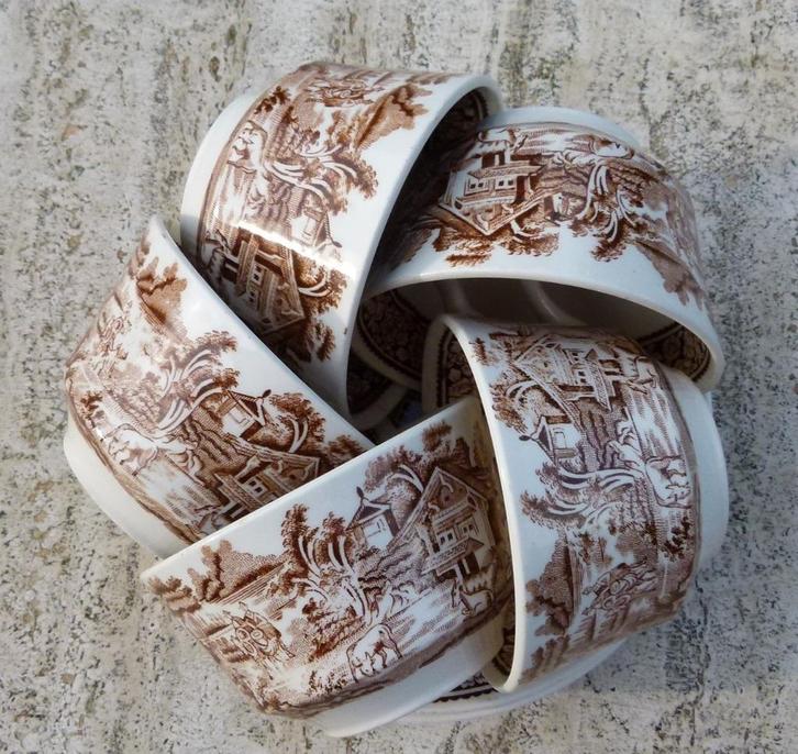 P.R. Petrus Regout LIBAN 5 x Kop en Schotel, Antiek en Kunst, Antiek | Servies los, Ophalen of Verzenden