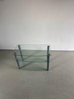 Glazen TV Meubel met Metalen Poten, Gebruikt, 100 tot 150 cm, Ophalen of Verzenden, Glas